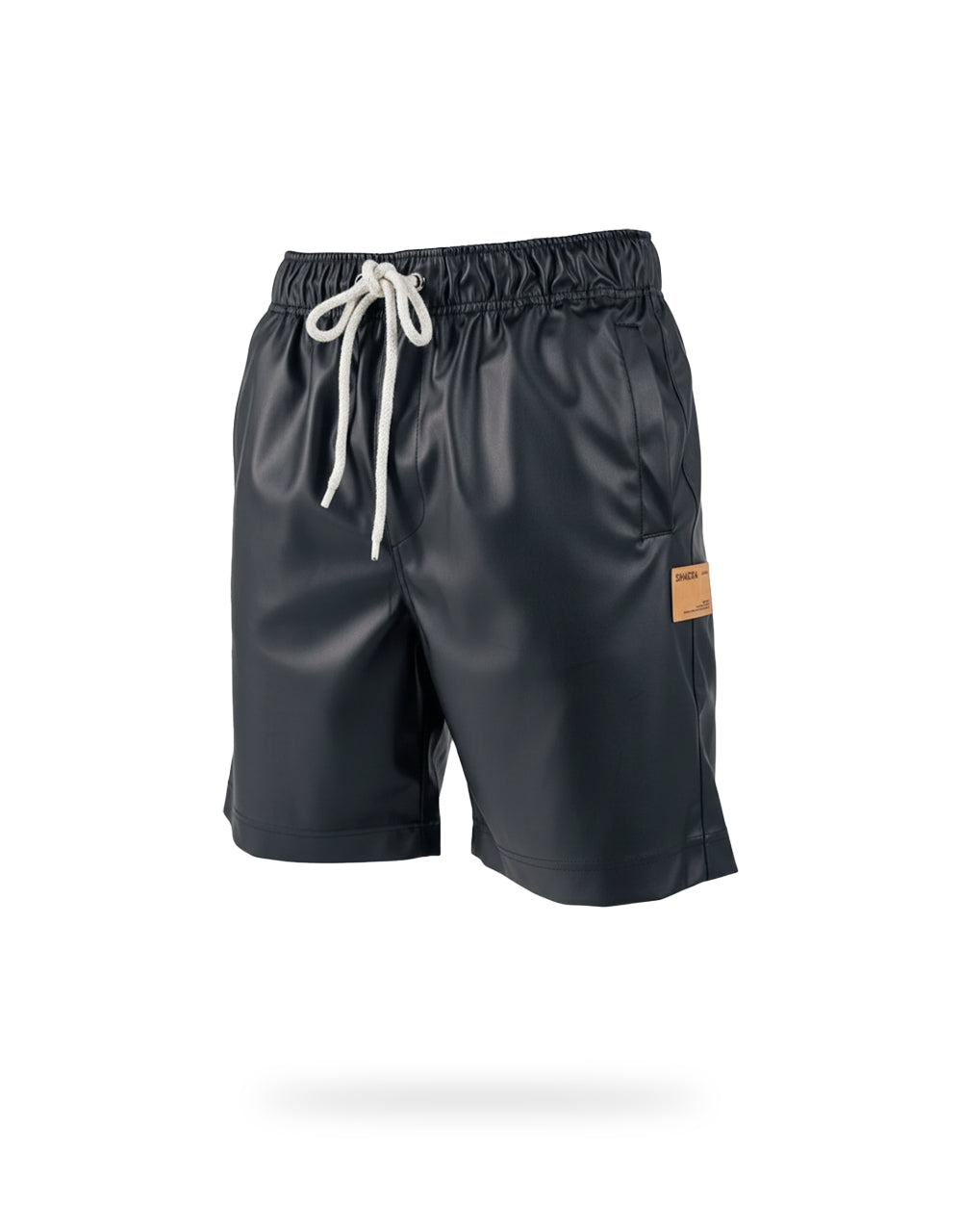 Bermudas En Cuerina Negro Unisex