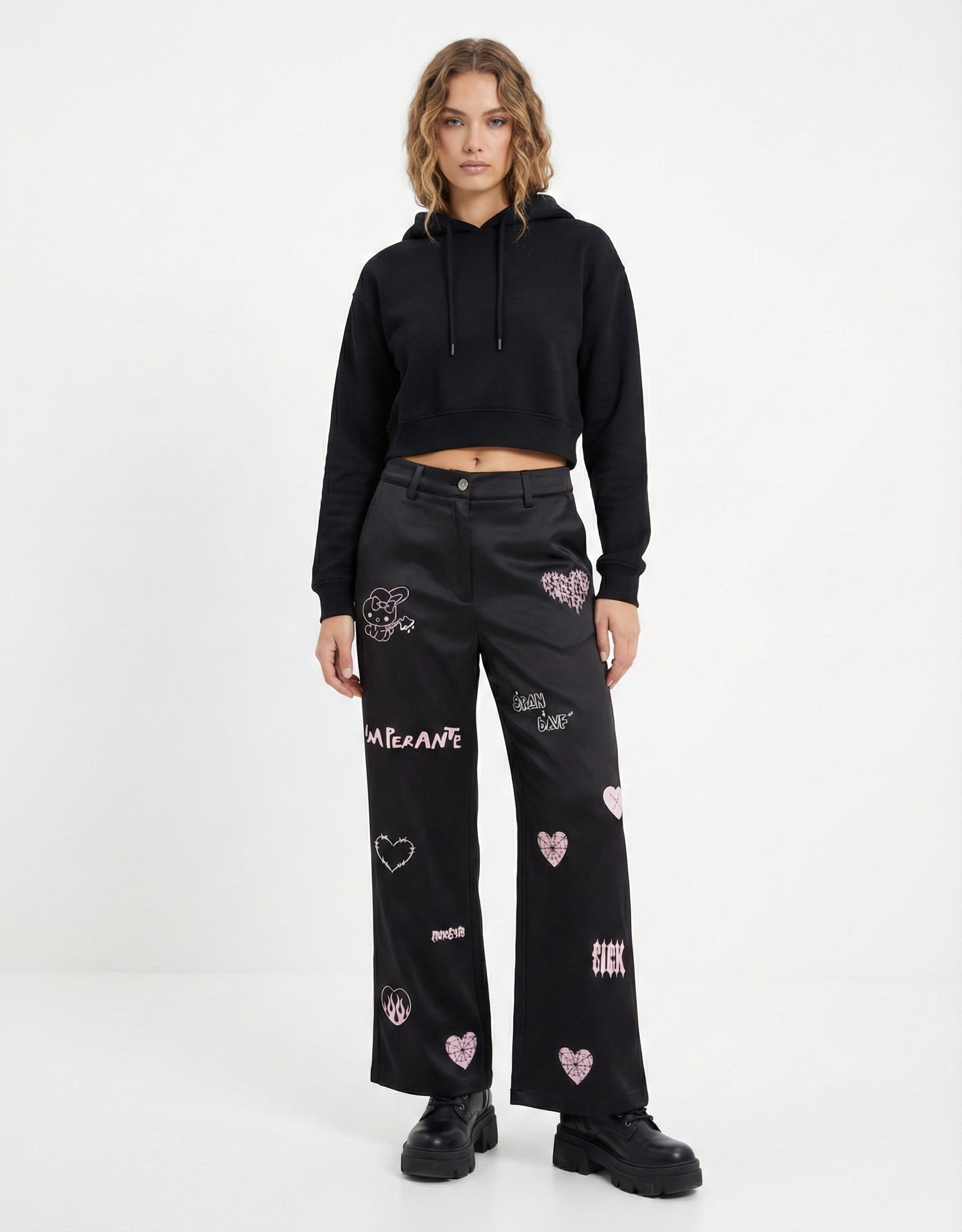 Pantalon Estampado Hello Kitty Negro