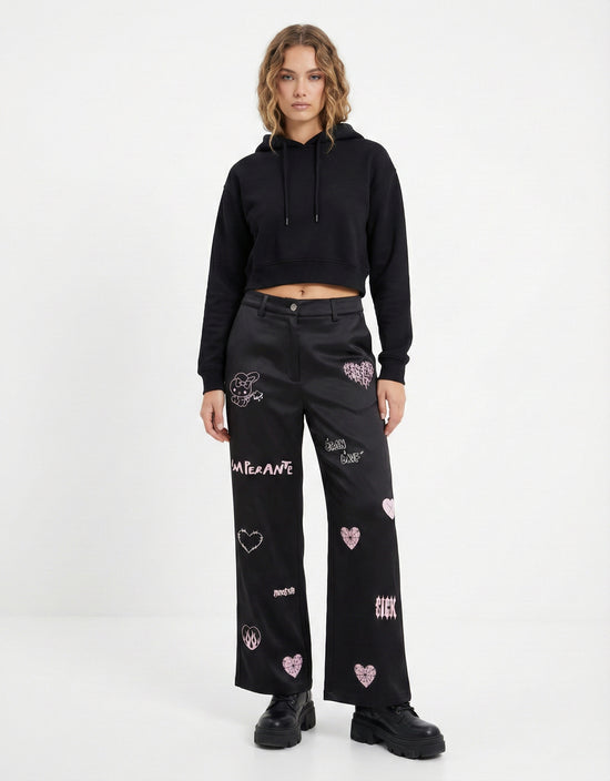 Pantalon Estampado Hello Kitty Negro
