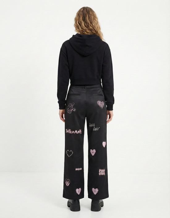Pantalon Estampado Hello Kitty Negro
