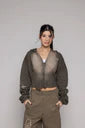 Hoodie Dama Remainder Corte V-Verde 
