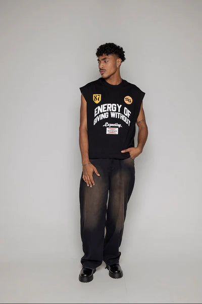 Baggy Courage  Negro Desgastes Unisex