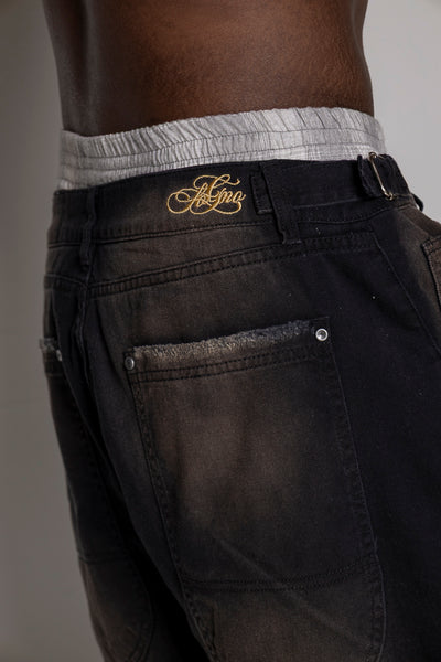 Baggy Courage  Negro Desgastes Unisex