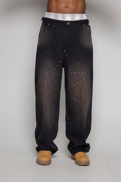 Baggy Courage Negro Desgastes/Estrella UNISEX