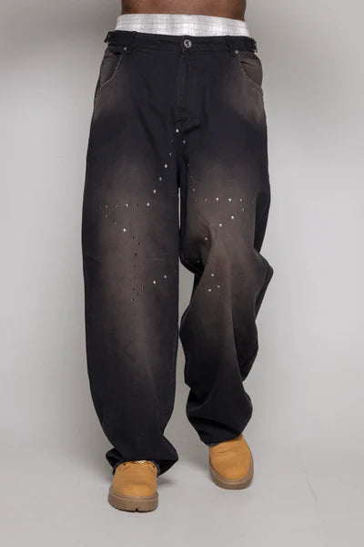 Baggy Courage Negro Desgastes/Estrella UNISEX