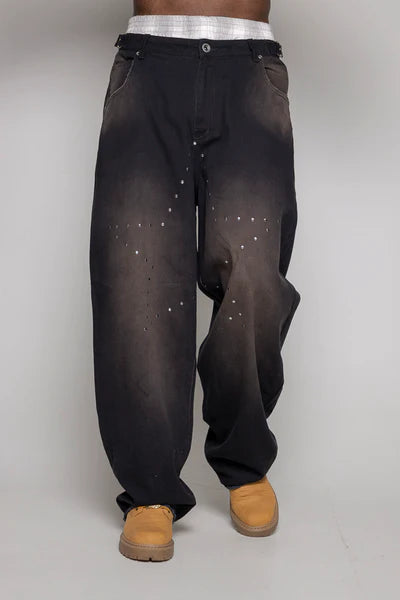 Baggy Courage Negro Desgastes/Estrella UNISEX