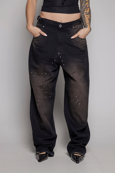 Baggy Courage Negro Desgastes/Estrella UNISEX