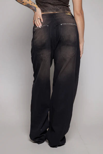 Baggy Courage  Negro Desgastes Unisex