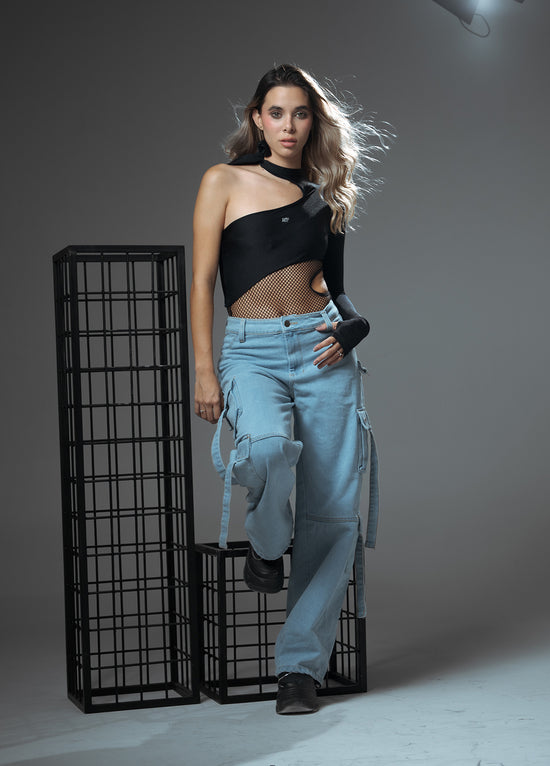 Pantalón Denim Cargo Azul