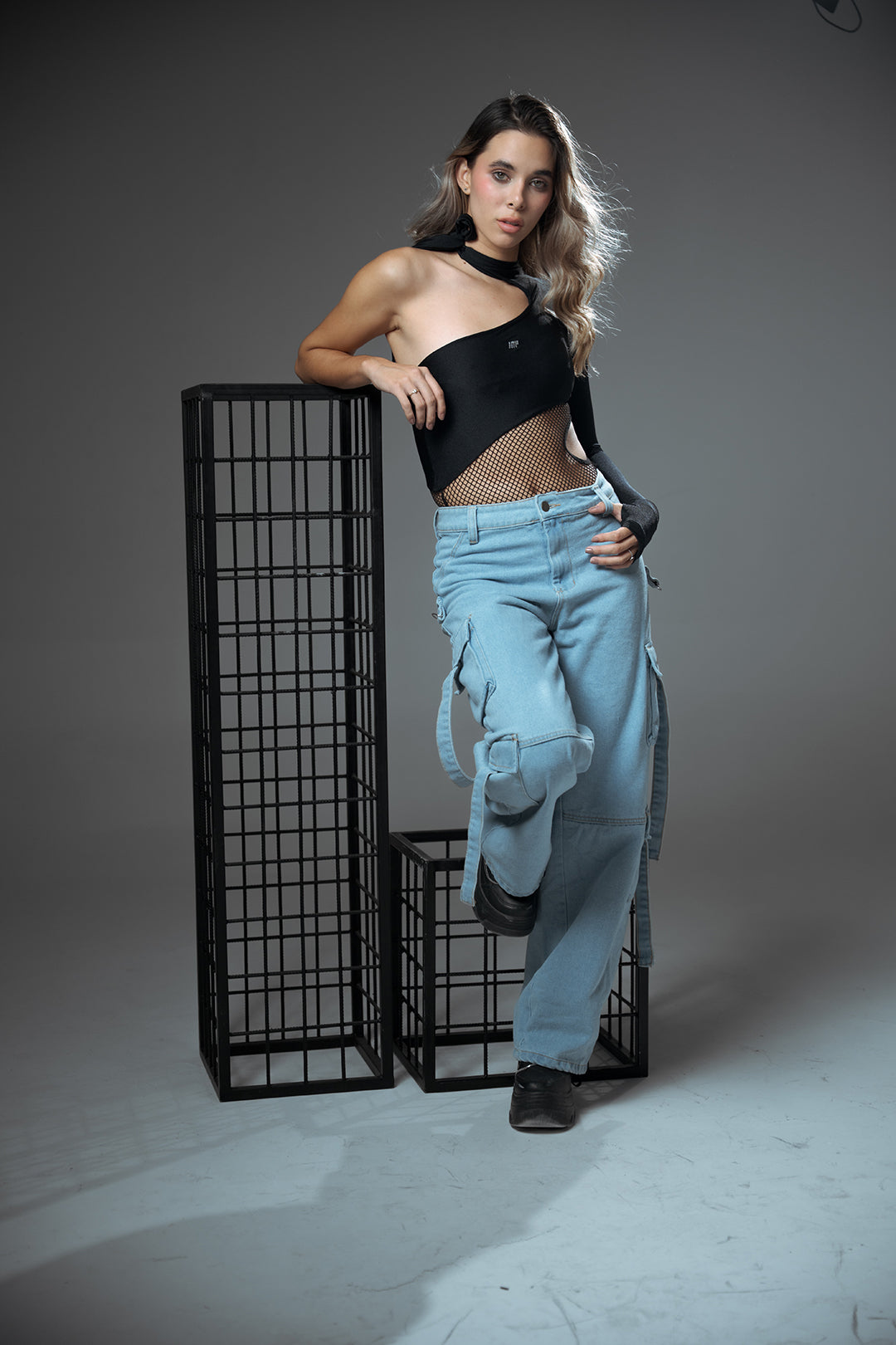 Pantalón Denim Cargo Azul