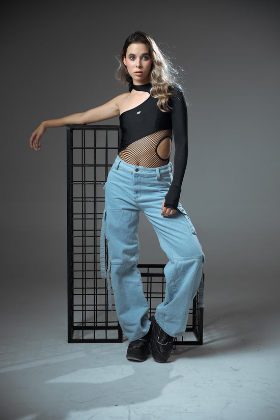 Pantalón Denim Cargo Azul