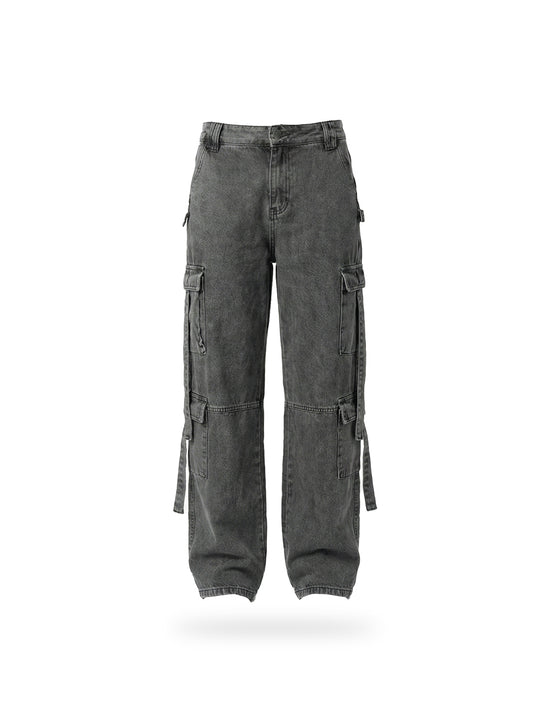 Pantalón Denim Cargo Gris