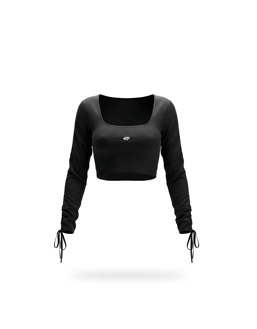 Crop Top Manga Larga Huecos Negro