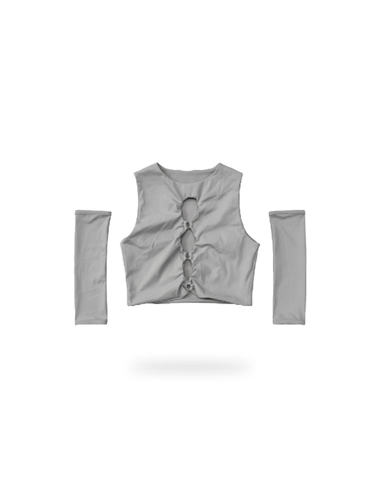 Crop Top Huecos Gris