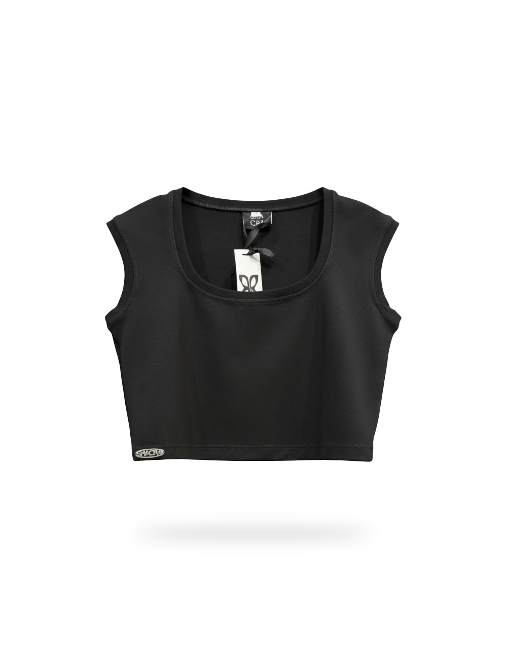 Crop Top Escote Cuadrado Negro