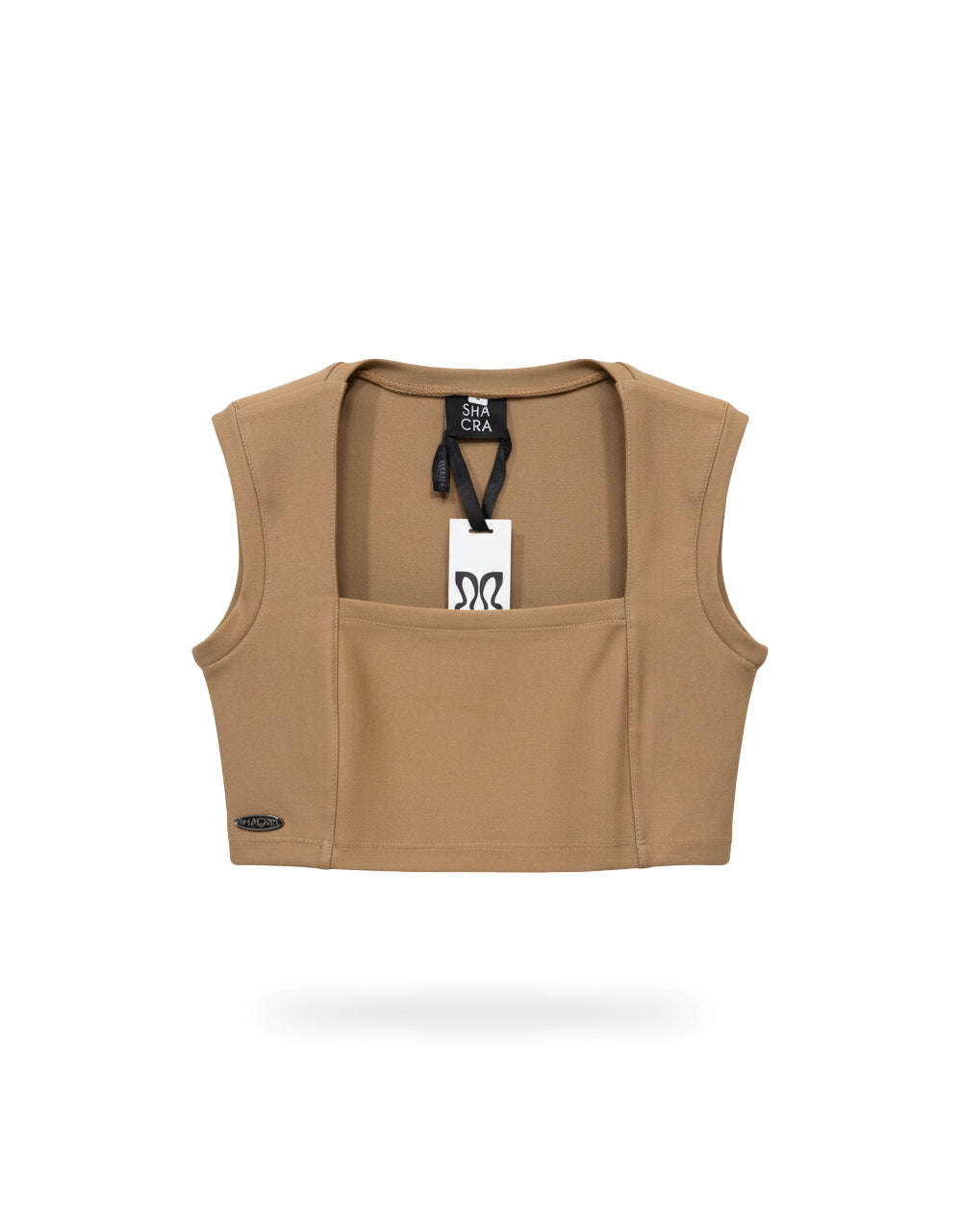 Crop Top Escote Cuadrado Café